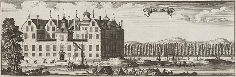 Kopparstick från 1686 av gamla Tullgarn i Suecia antiqua
