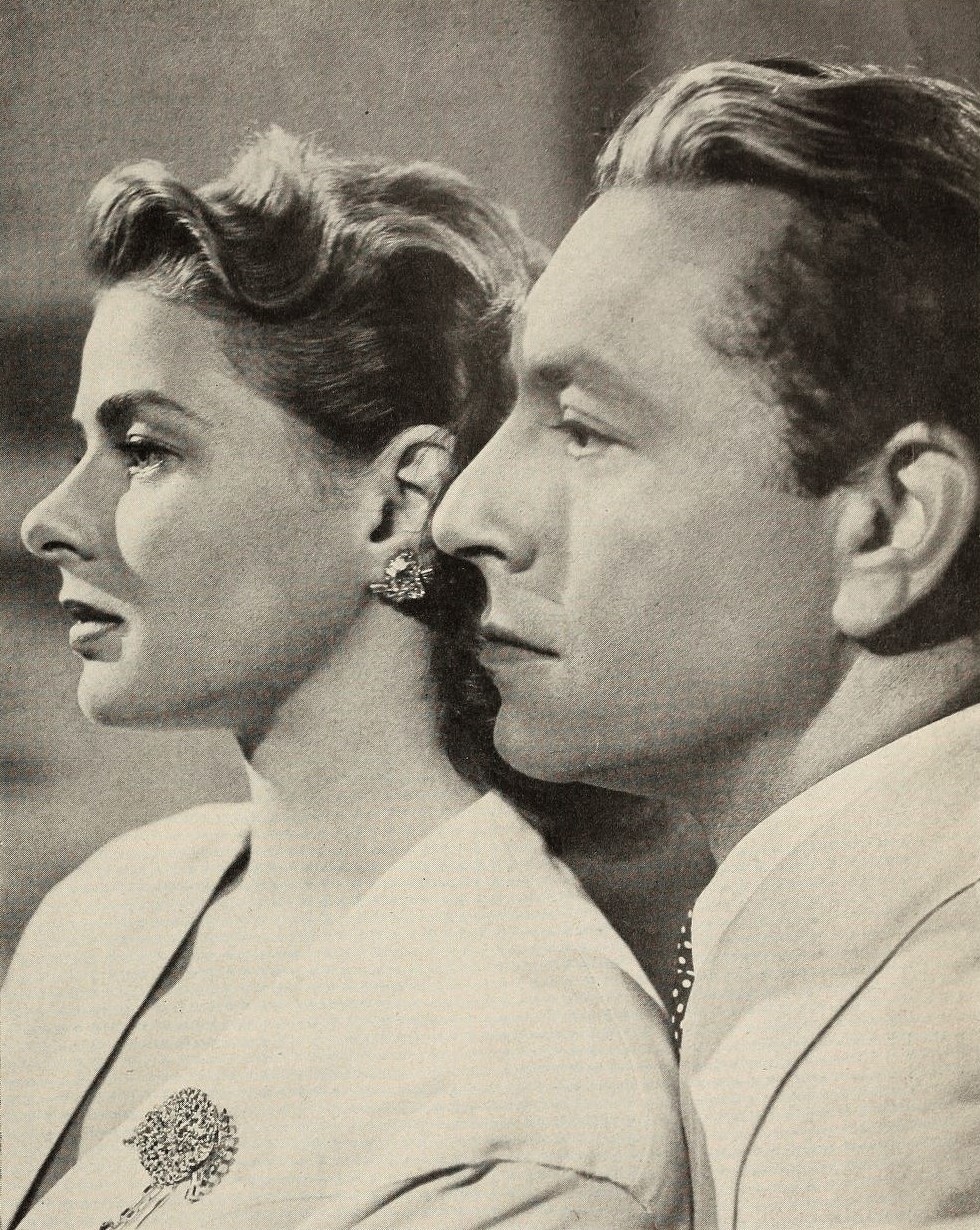 Ingrid Bergman som Ilsa Lund och Paul Henreid som Victor Laszlo i Casablanca från 1942