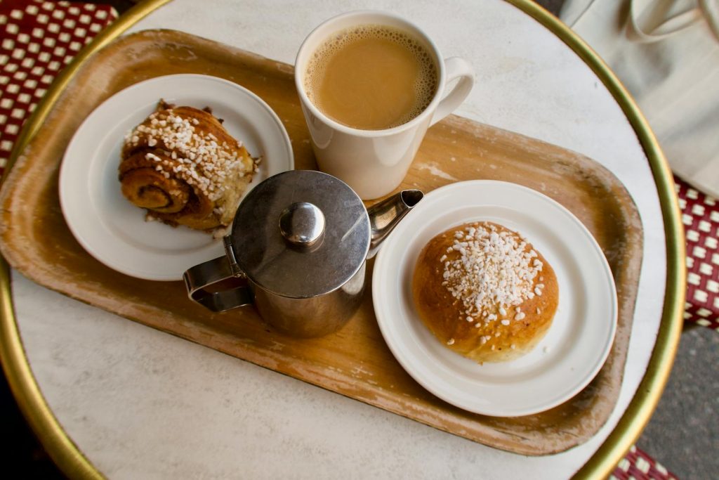Coffee and buns for a Swedish fika