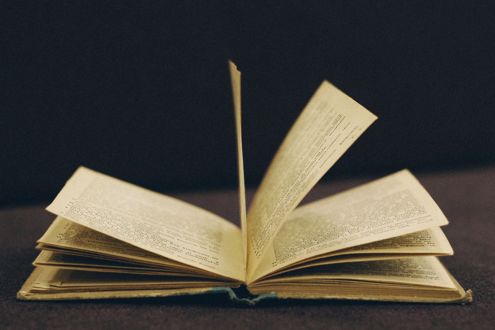 Uppslagen äldre bok med sidor som vänds