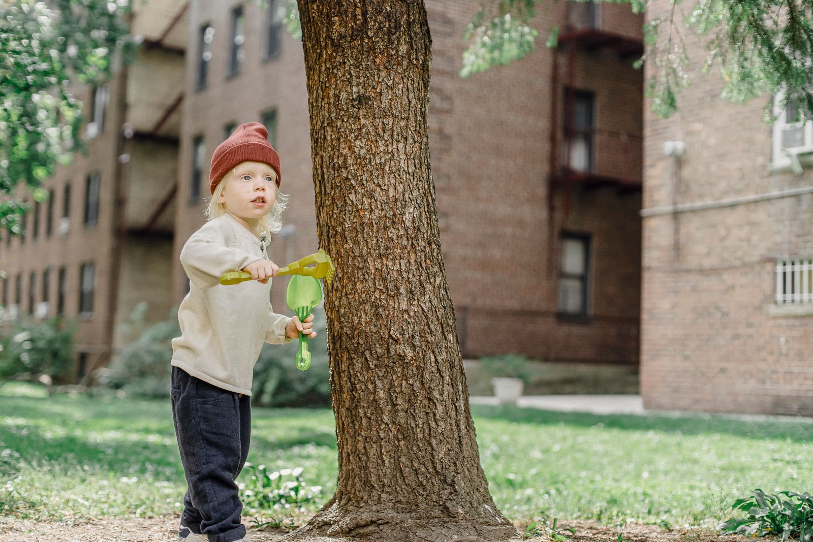 Toddler outdoors in autumn in Sweden