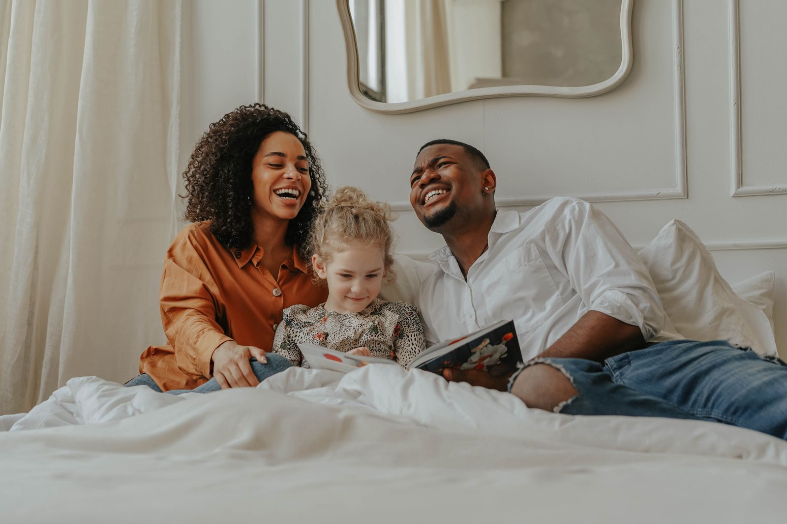 A family spending time together at home