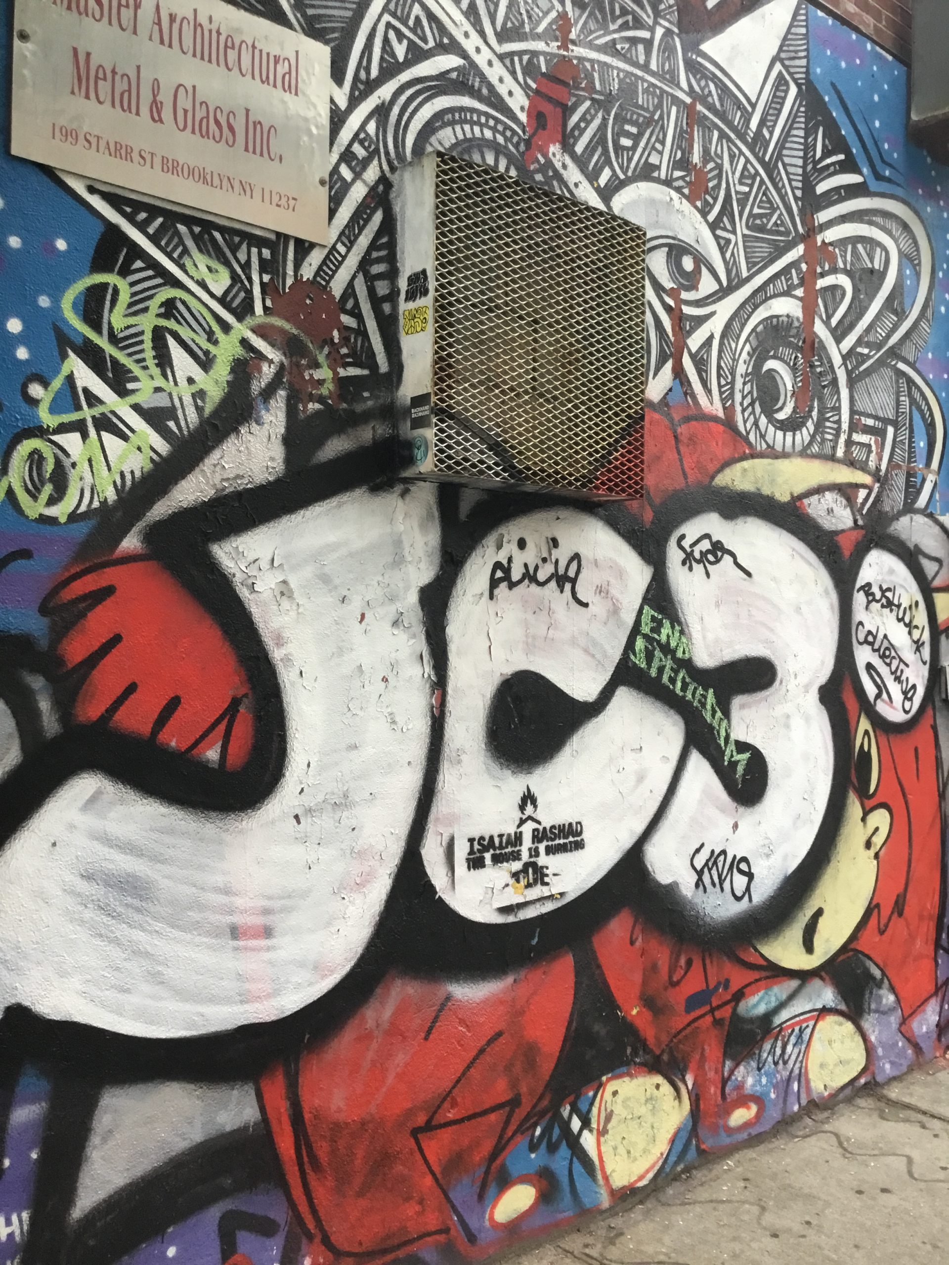 Muralmålning på en husvägg i Bushwick, Brooklyn, del av Bushwick Collectives friluftsgalleri