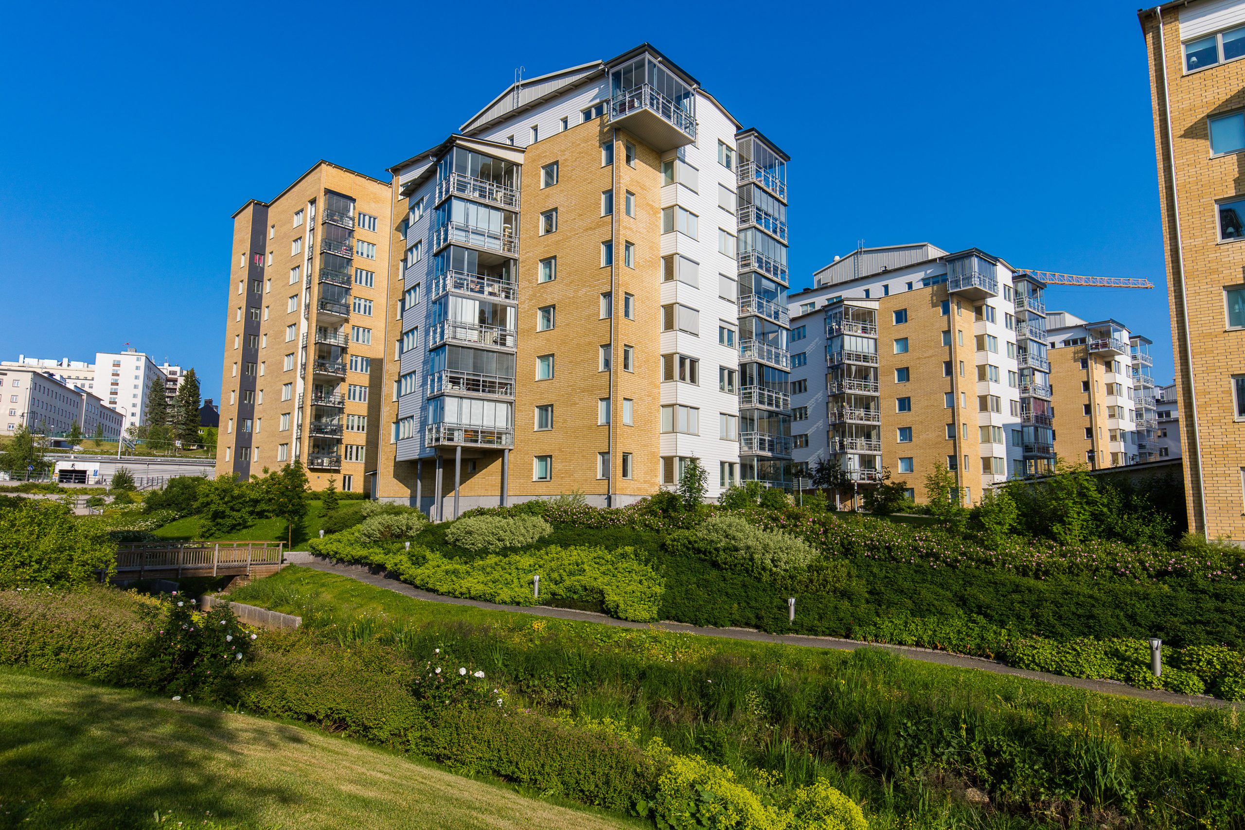 Flerbostadshus i stadsdelen Öst på stan i Umeå