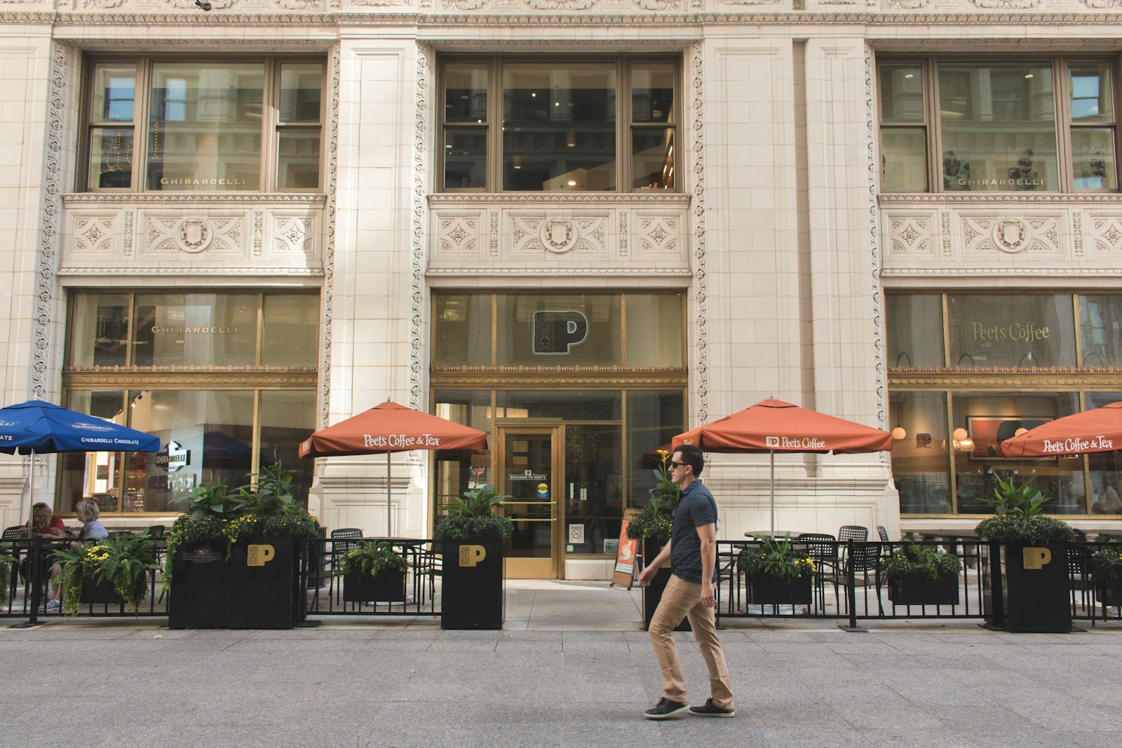 A person leaving a city office building