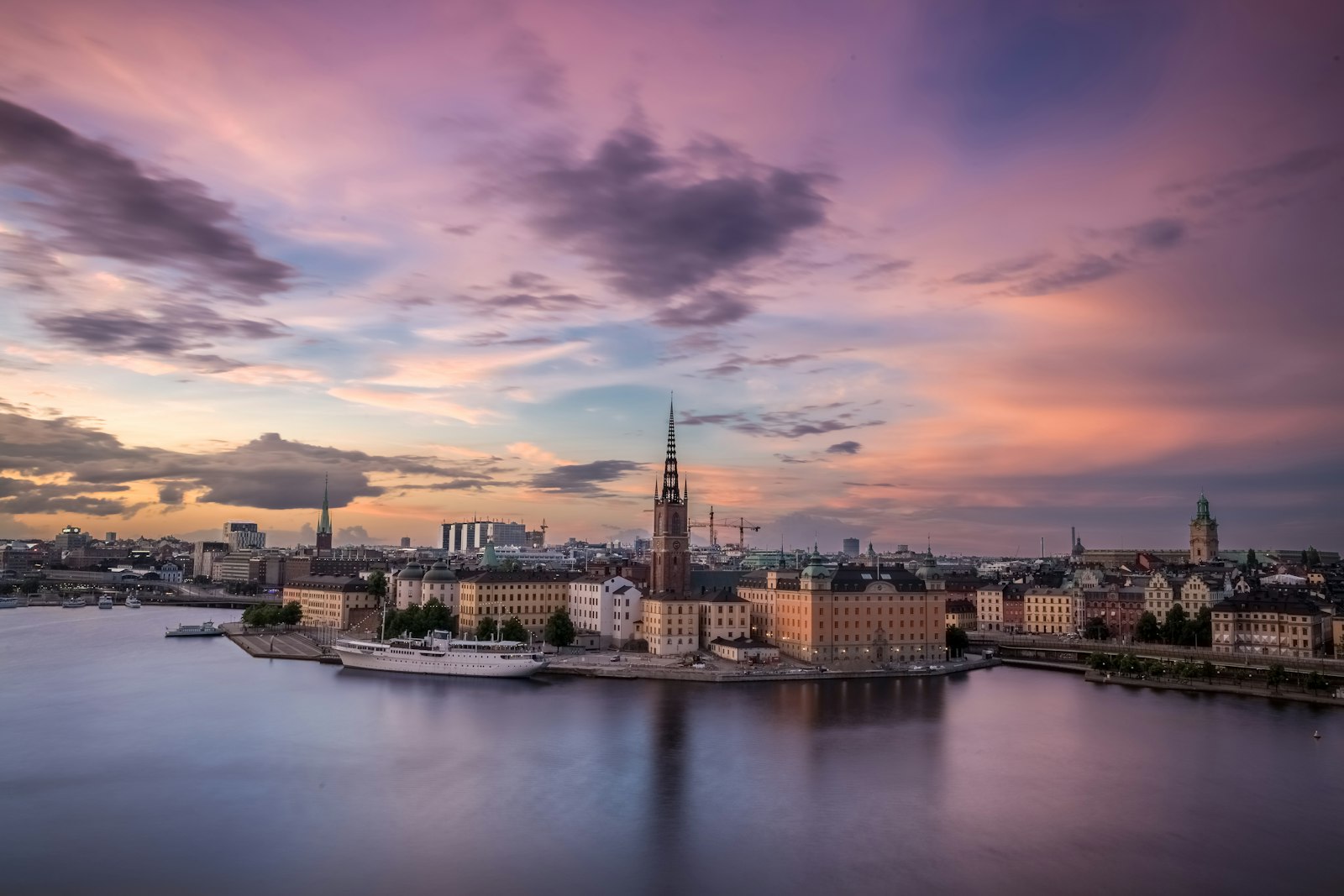 The Stockholm city skyline at dusk