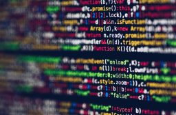 Colorful program code on a screen