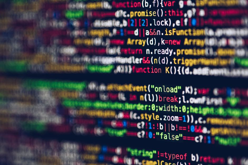 Colorful program code on a screen
