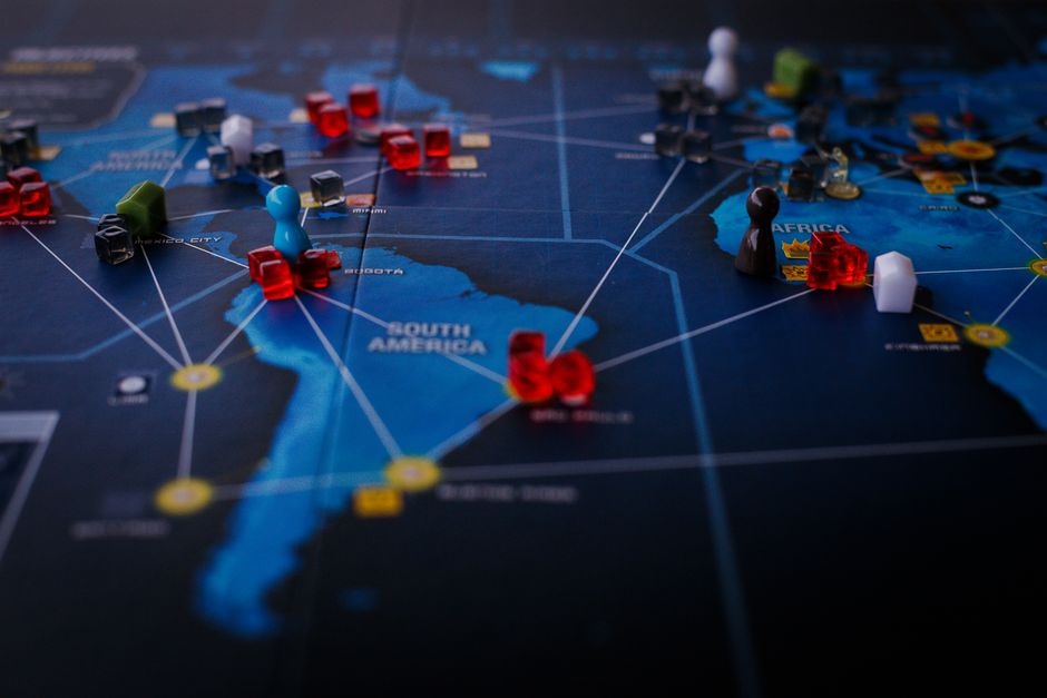 World map with connection lines across markets