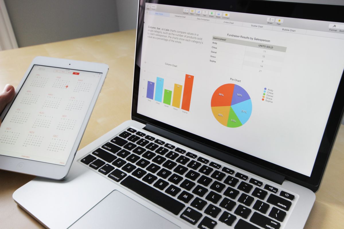 Laptop som visar diagram och statistik