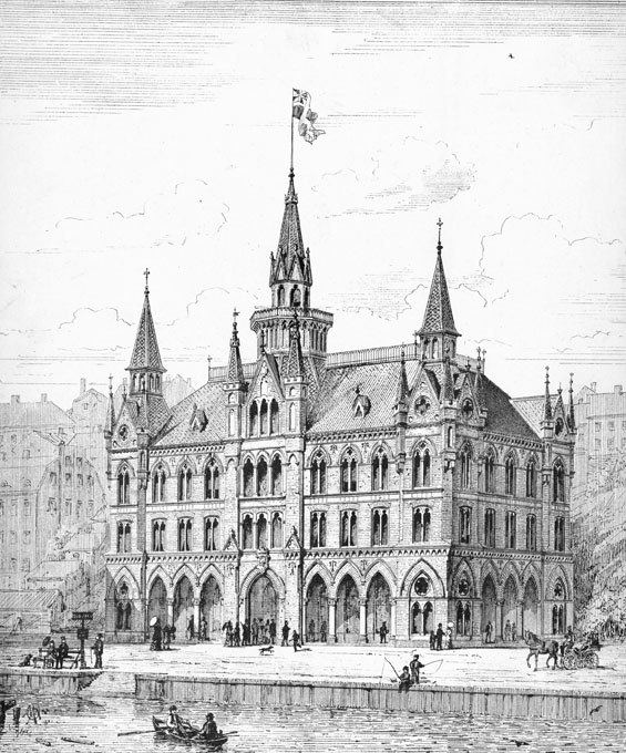 Perspektivritning av Mariahissen på Mariaberget, 1884