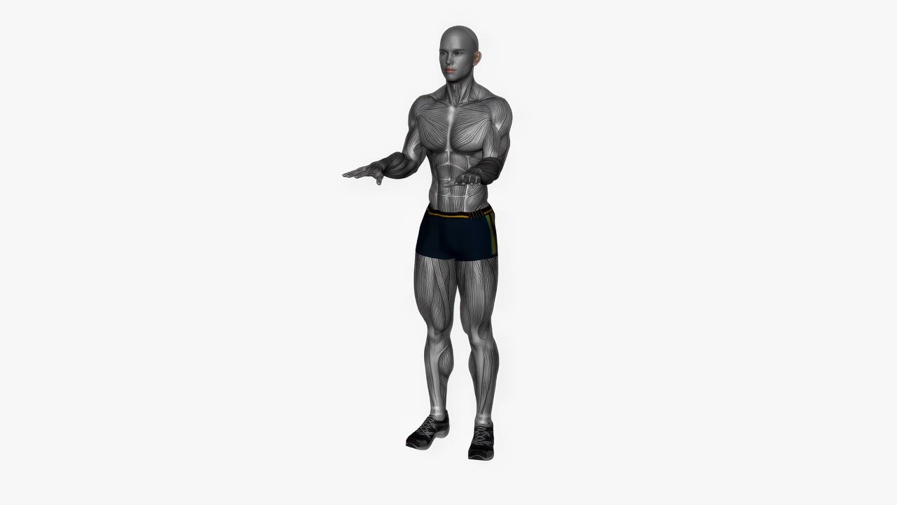 Armpulsar med handflatorna nedåt - slutposition