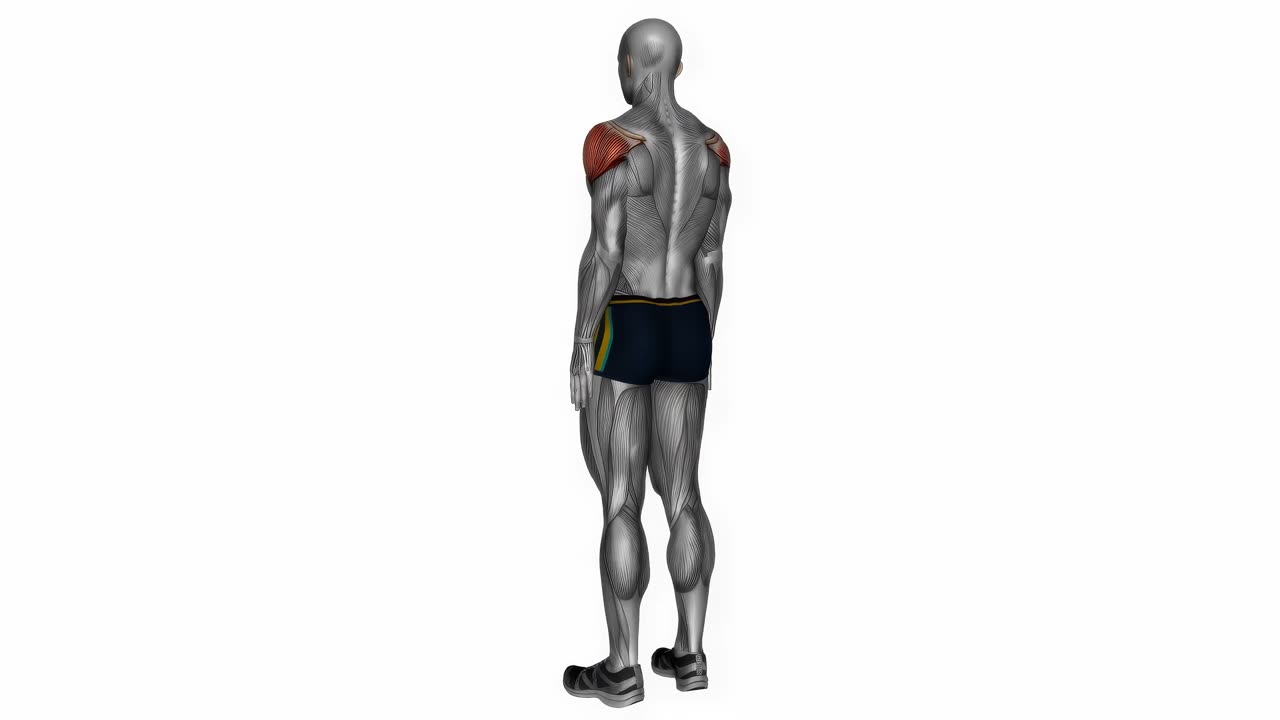 Axelsträckning med armar bakom ryggen - startposition