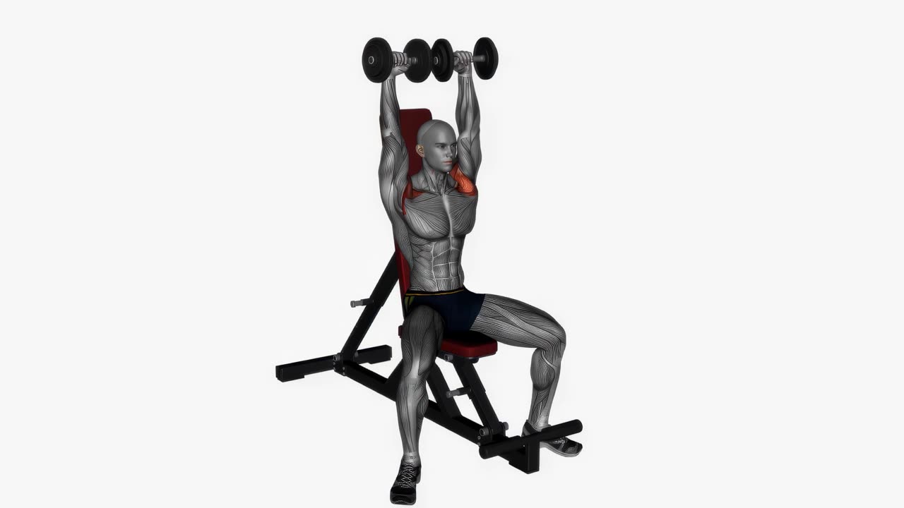 Arnold press med hantel - slutposition