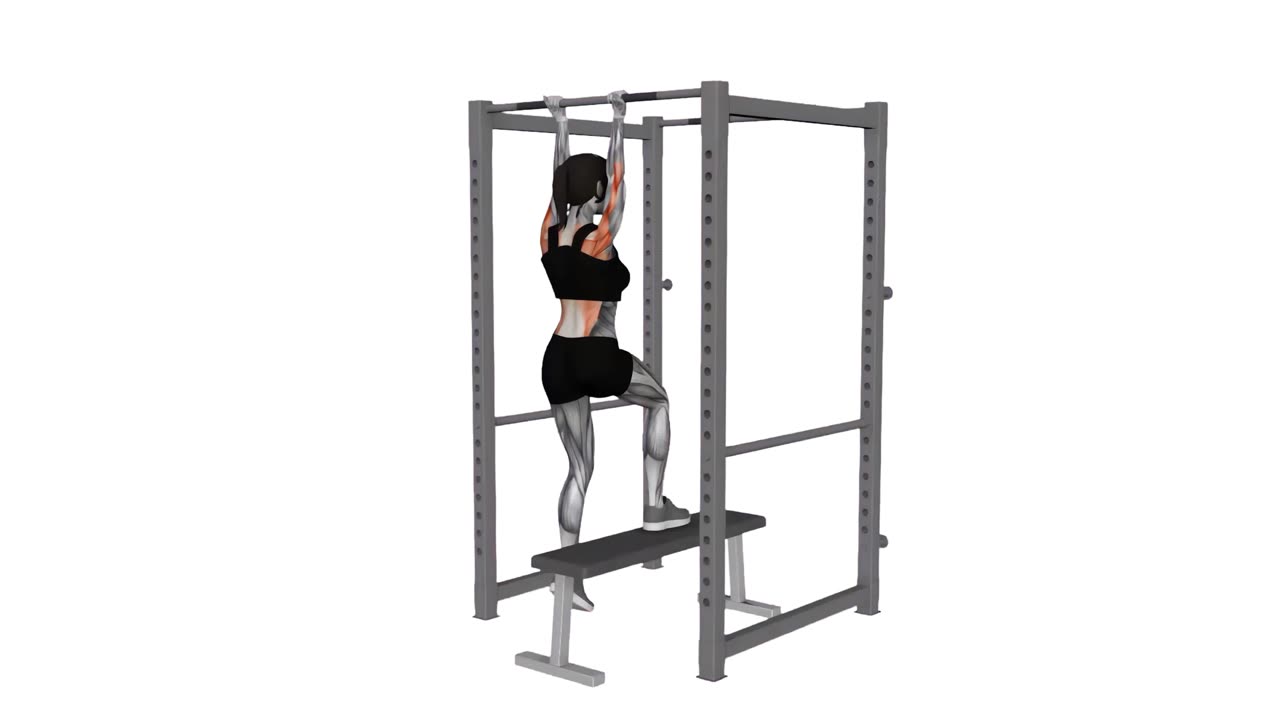 Assisterade chins med bänk - startposition