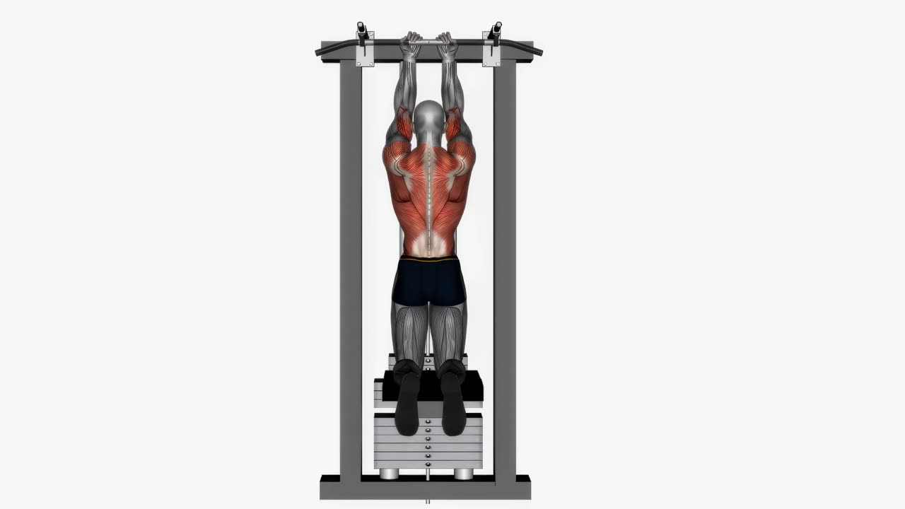 Assisterade chins med smalt underhandsgrepp - startposition