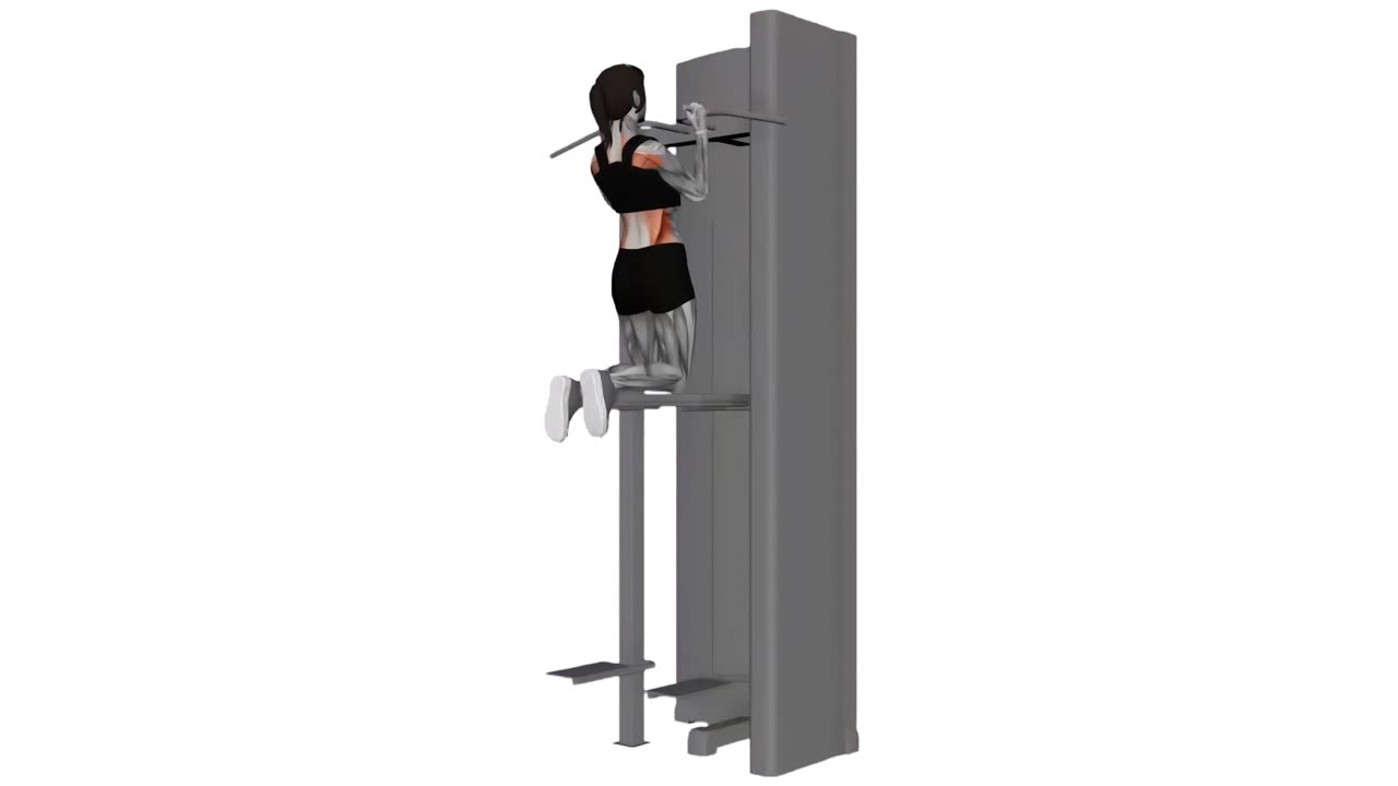 Assisterade parallellgreps-chins med smal grip - startposition