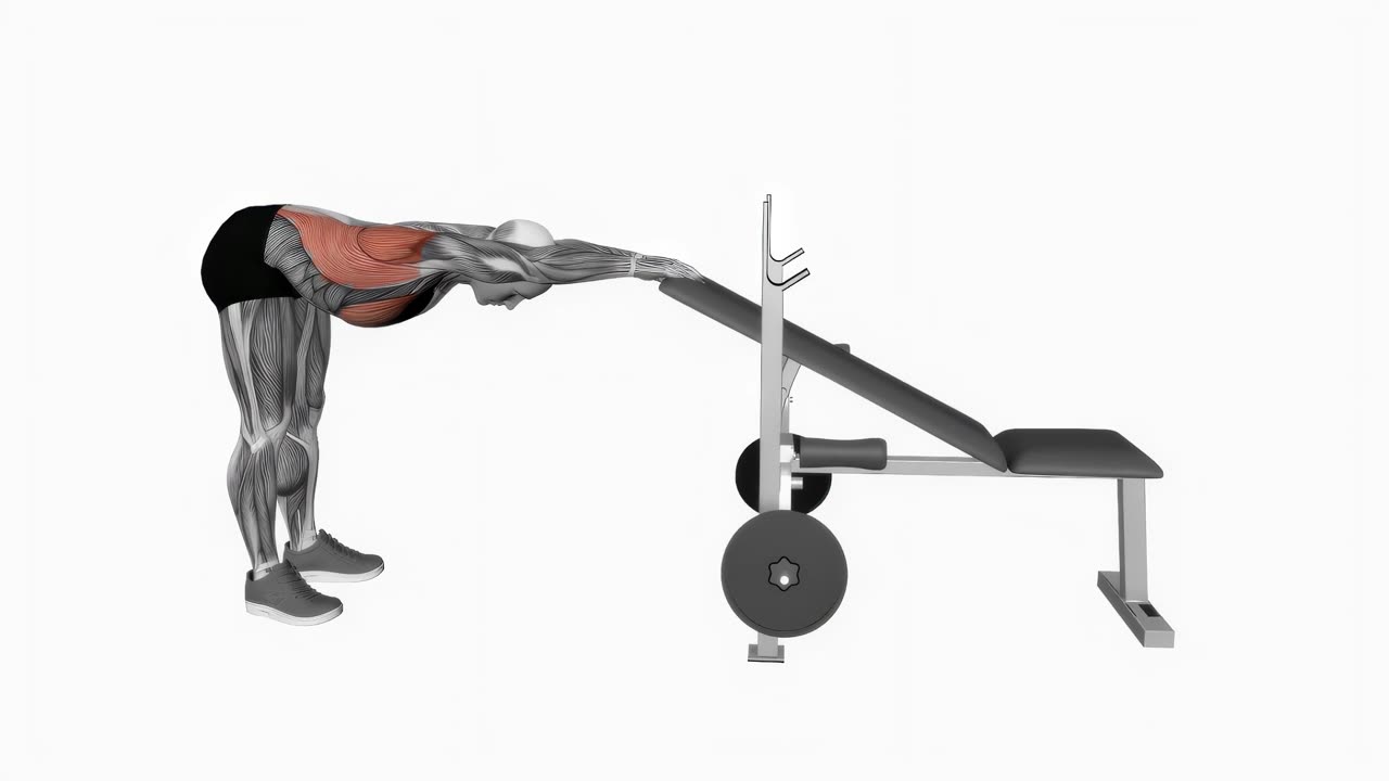 Bröst- och ryggstretch mot bänk - slutposition