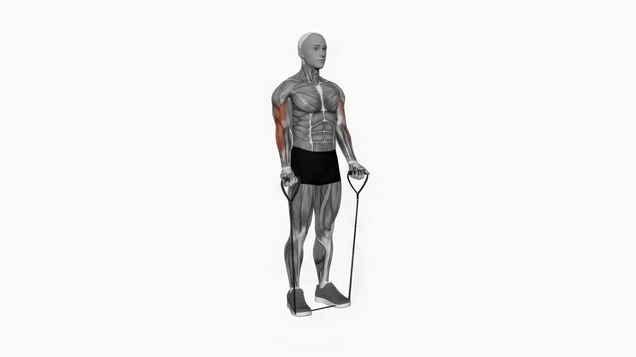 Motståndsband curl med smalt grepp - startposition