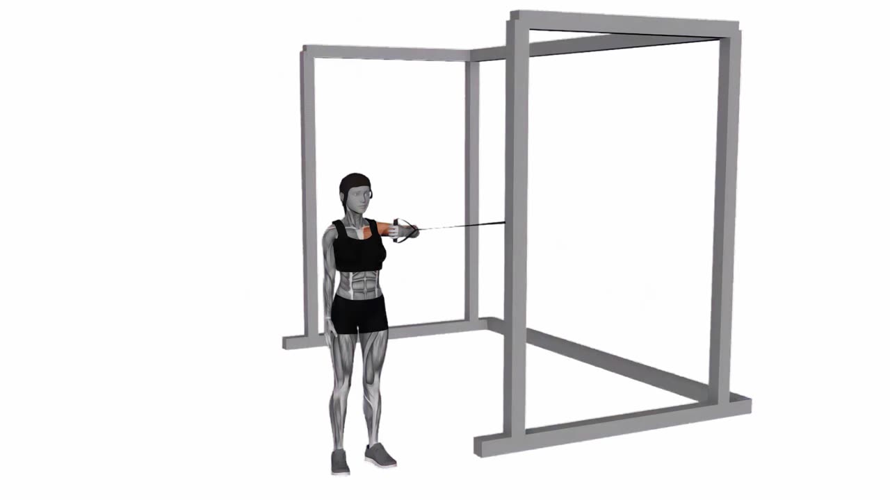 Enarms korsande bröstpress med band - startposition