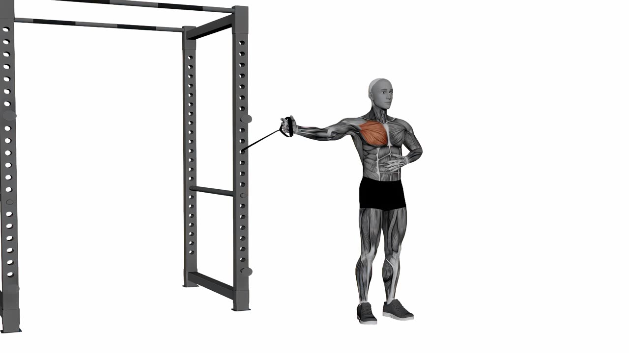 Enarms kabelflyes med motståndsband - startposition