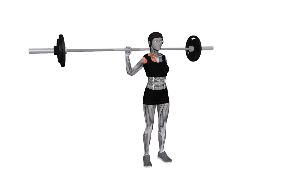 Enarms pushpress med skivstång bakom ryggen med balans - startposition