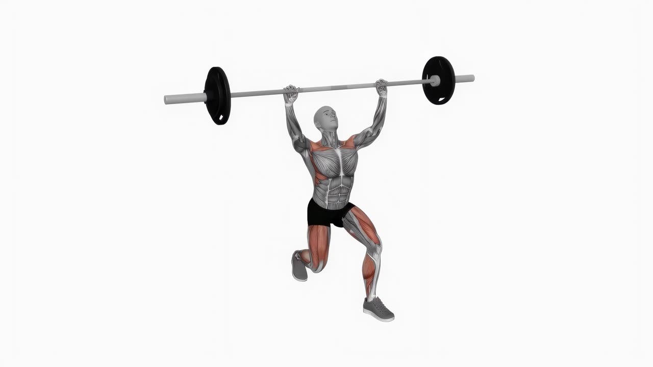 Stöt med split squat och skivstång - slutposition