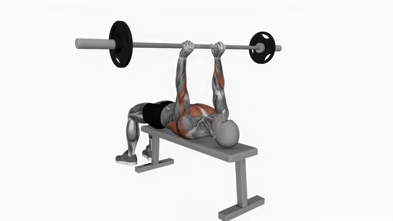 Bänkpress med skivstång, smalt grepp - startposition