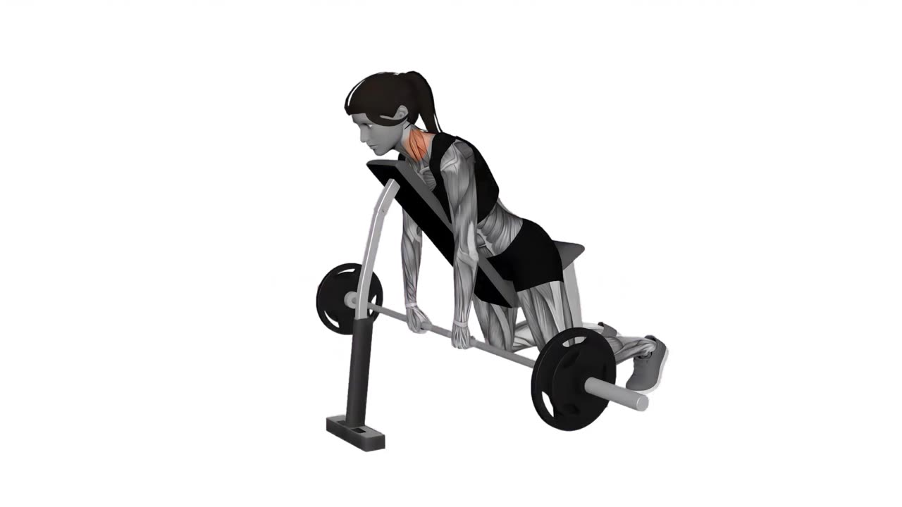 Nedåtlutande shrug med skivstång - startposition