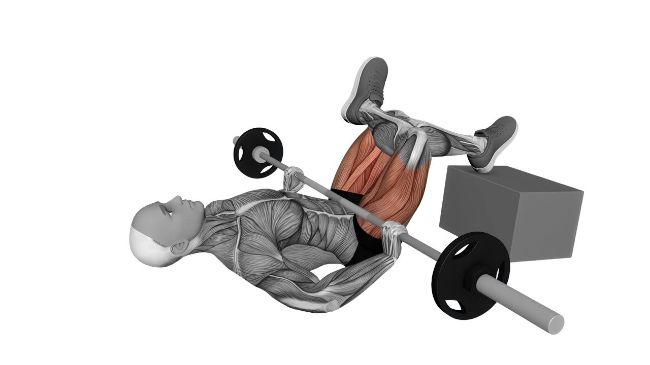 Hip thrust med skivstång, fötterna upphöjda, figure four - startposition