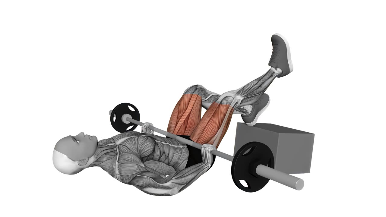 Enbens hip thrust med skivstång och upphöjd fot - startposition