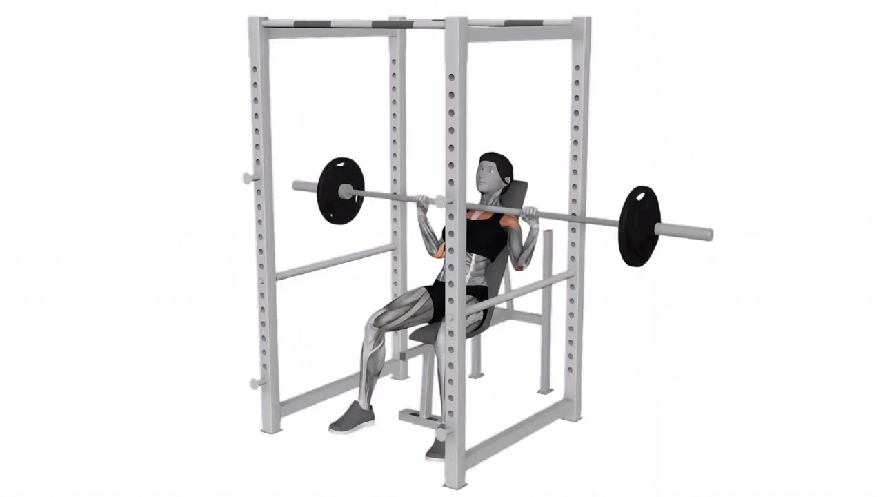 Uppåtlutande skuldrapress med skivstång (i squat rack) - startposition