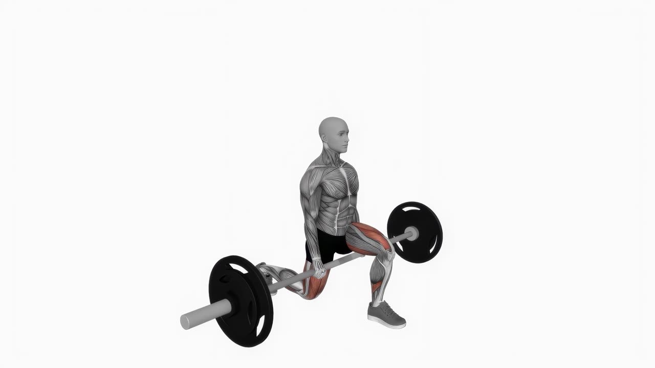 Jefferson split squat med skivstång - slutposition