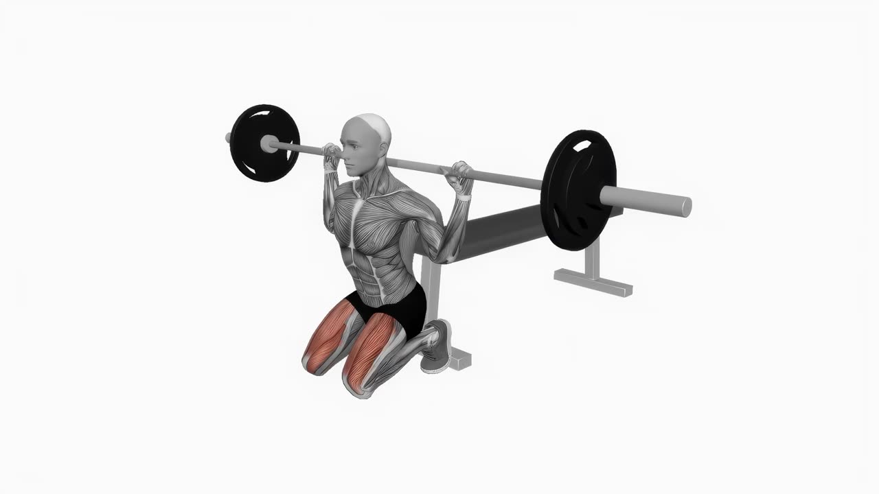 Knästående knäböj med skivstång - startposition