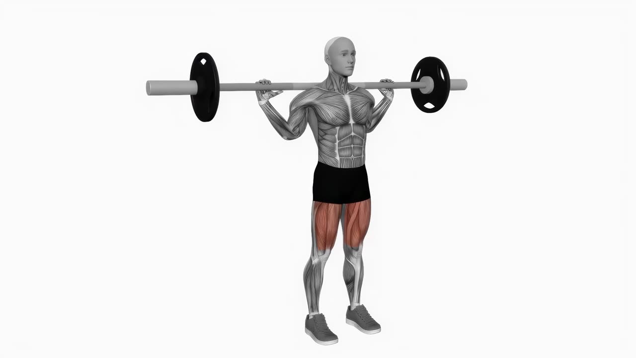 Knäböj med skivstång och smal stance - startposition