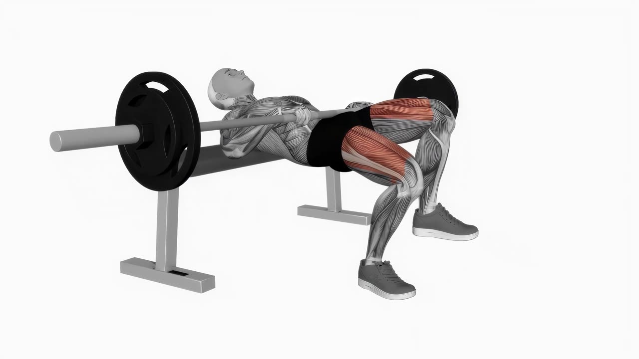 Enbens hip thrust med skivstång - slutposition