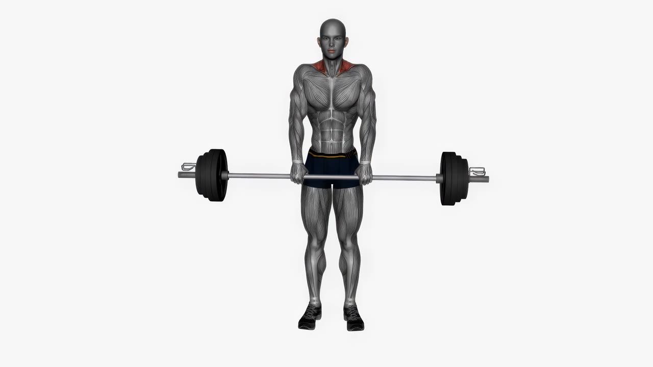 Shrugs med skivstång - slutposition