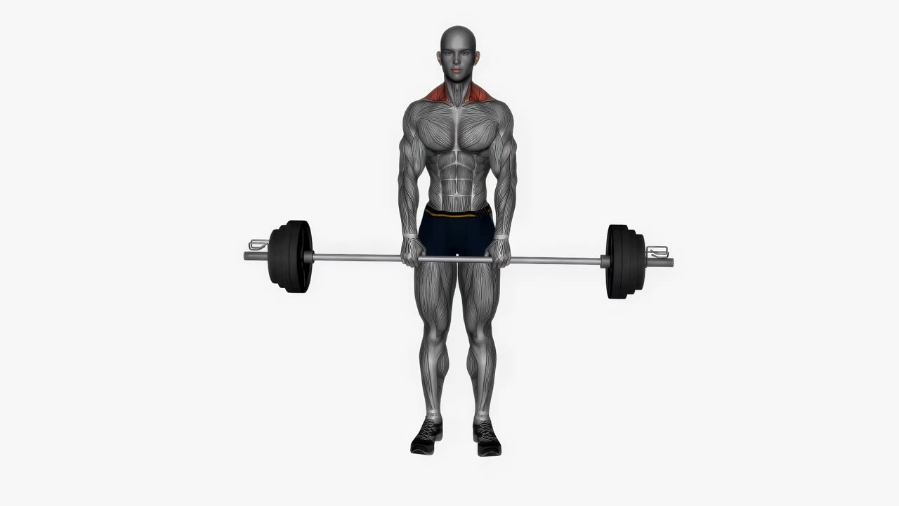 Shrugs med skivstång - startposition