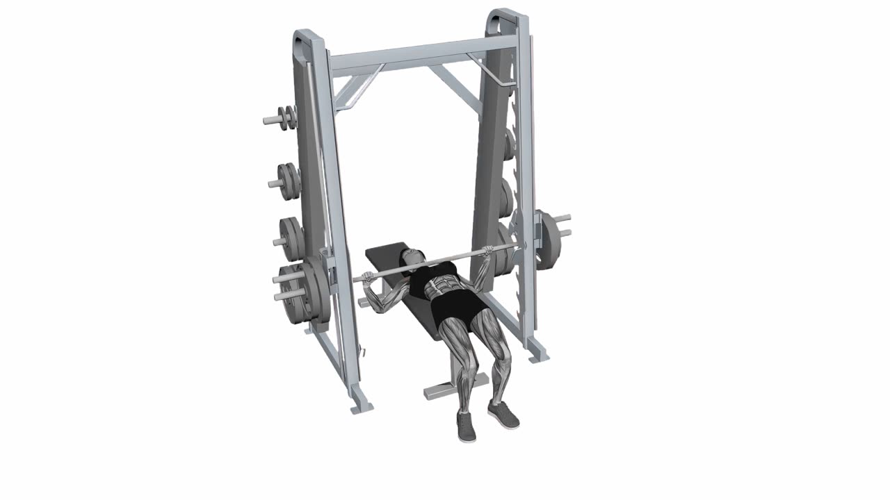 Bänkpress i Smithmaskin - startposition