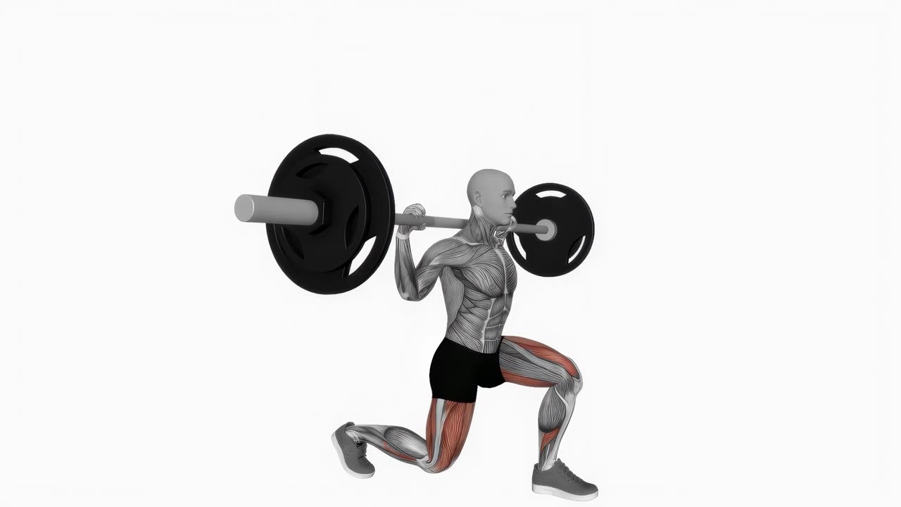 Skivstångs-split squat - slutposition