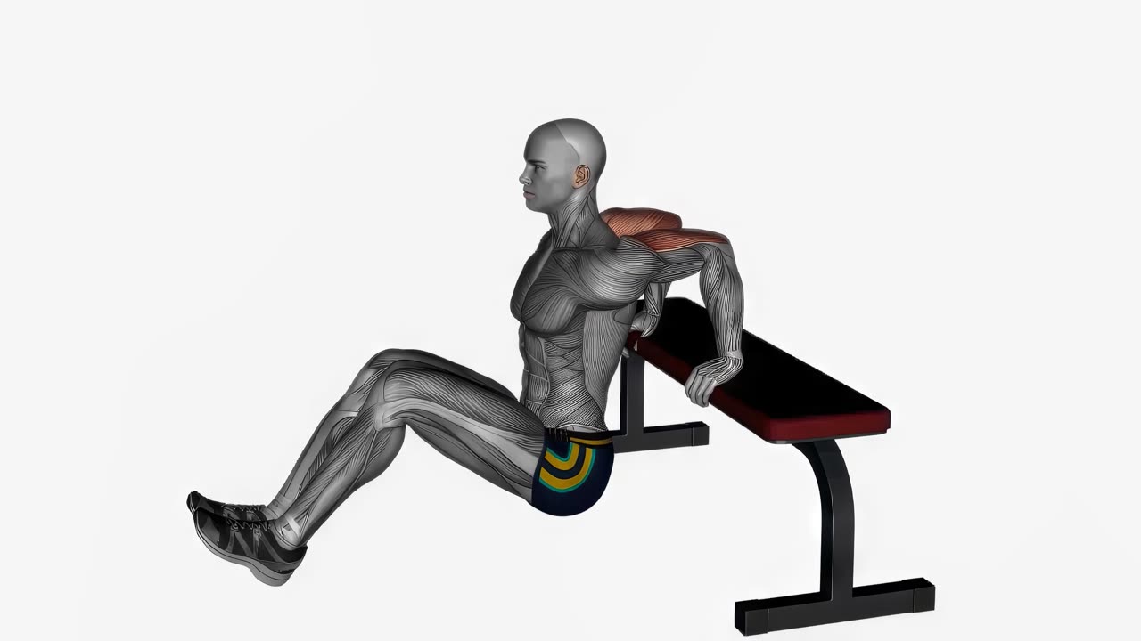 Dips på bänk med lårcurl - slutposition