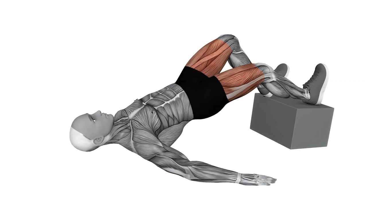 Hip thrust med fötterna upphöjda och förskjutet läge (kroppsvikt) - slutposition