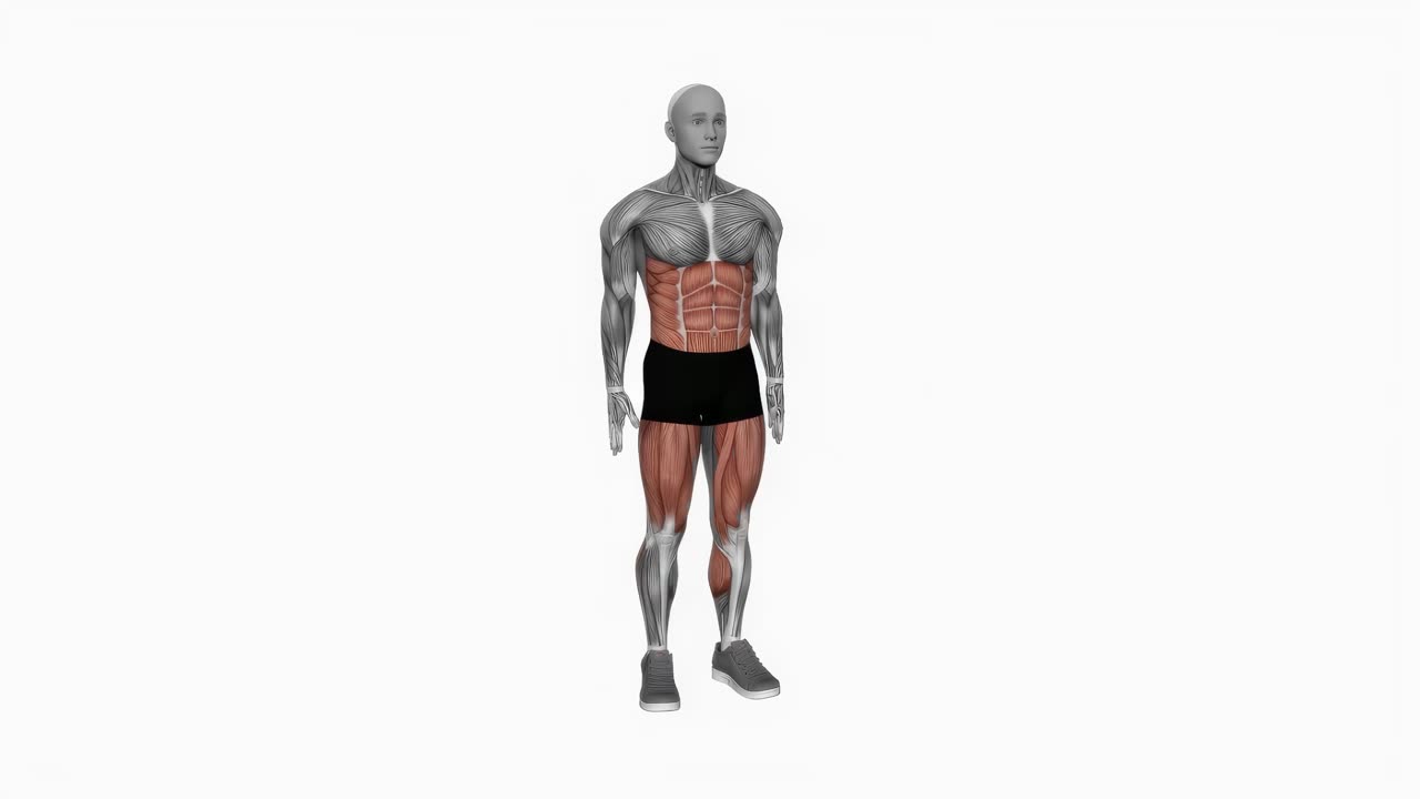 Knäböj med sidolyft på ben - startposition