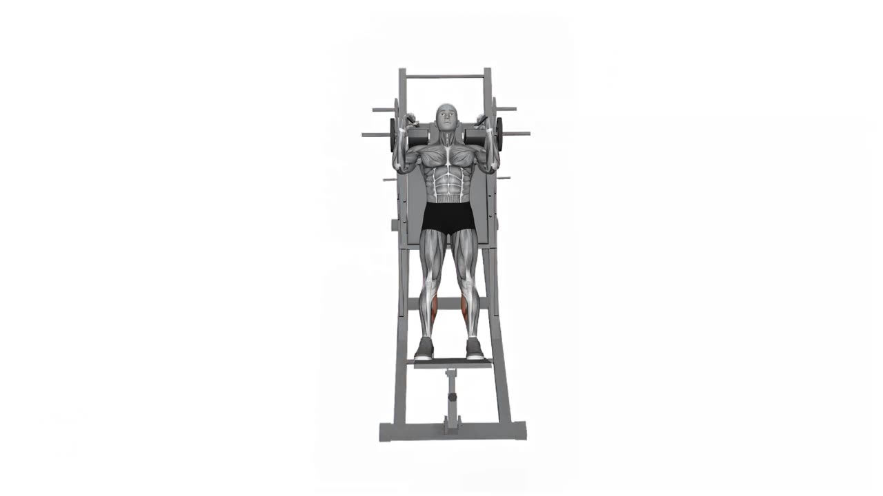 Vadpress i hack squat-maskin - startposition