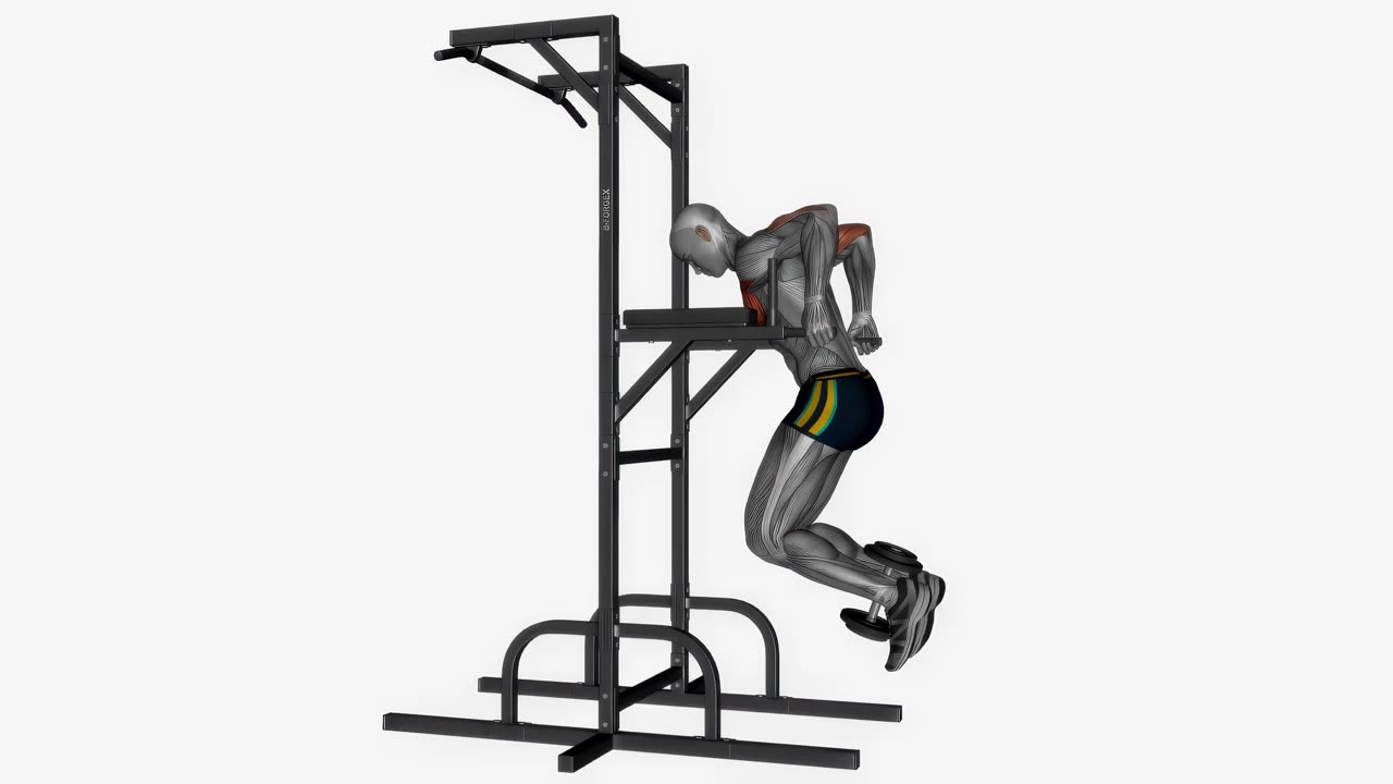 Dips med viktbelastning, långsamt tempo - startposition