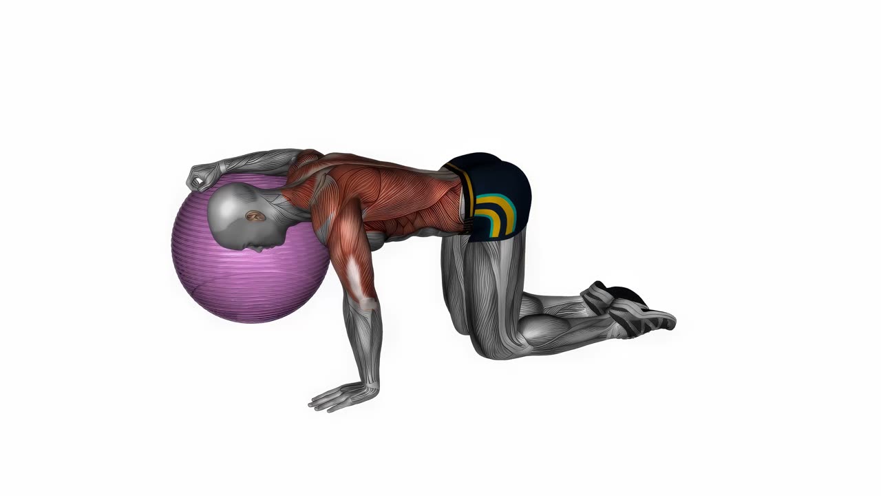 Bröststräckning med träningsboll - startposition