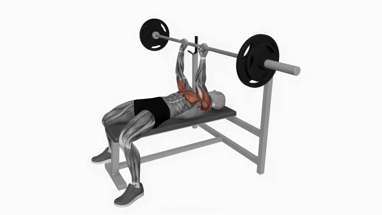 Bänkpress med smalt grepp - startposition