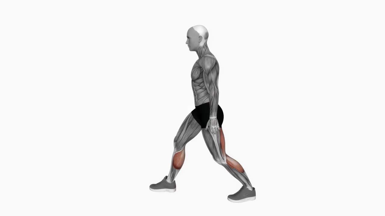 Vadstretching i halvlunge med hälen i golvet - startposition
