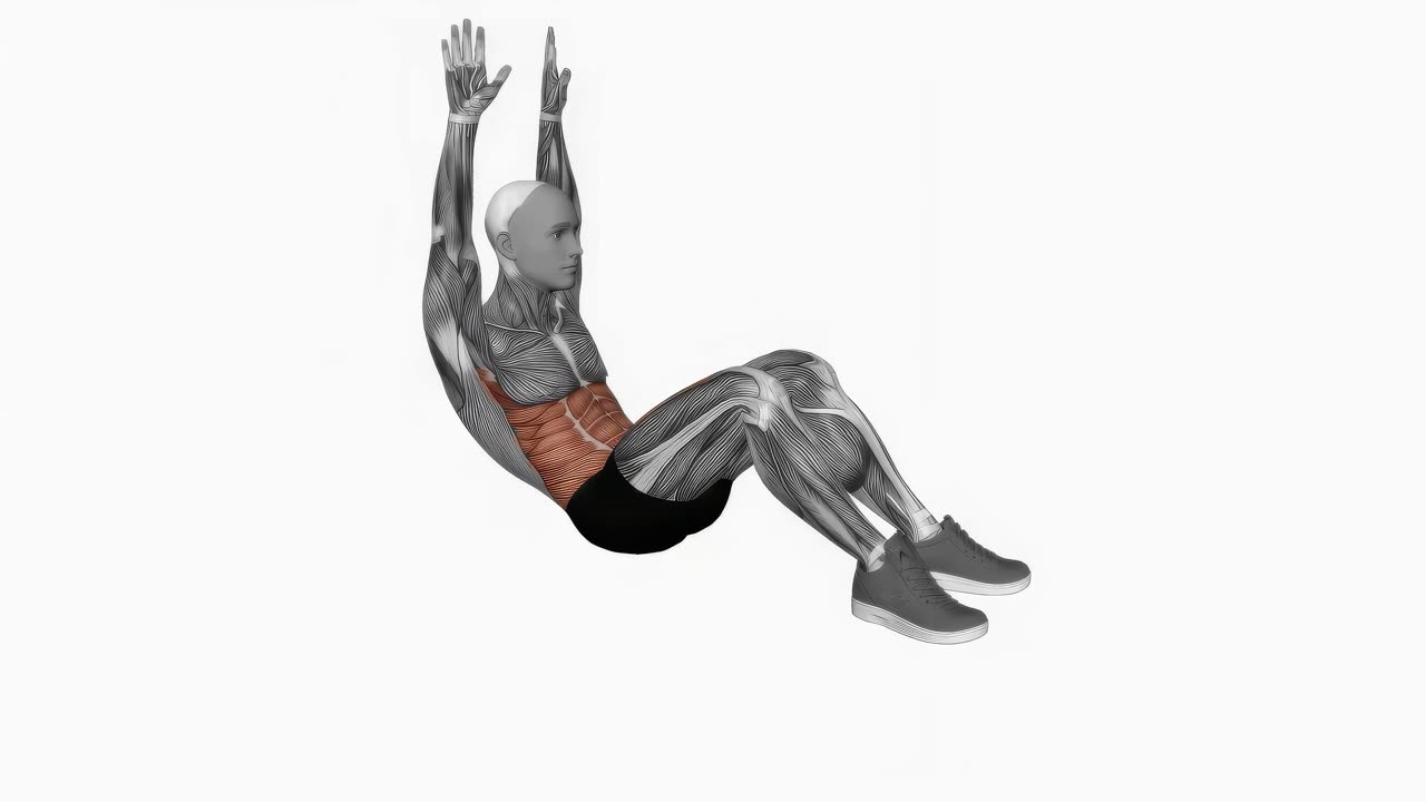 Crunch med raka armar - slutposition