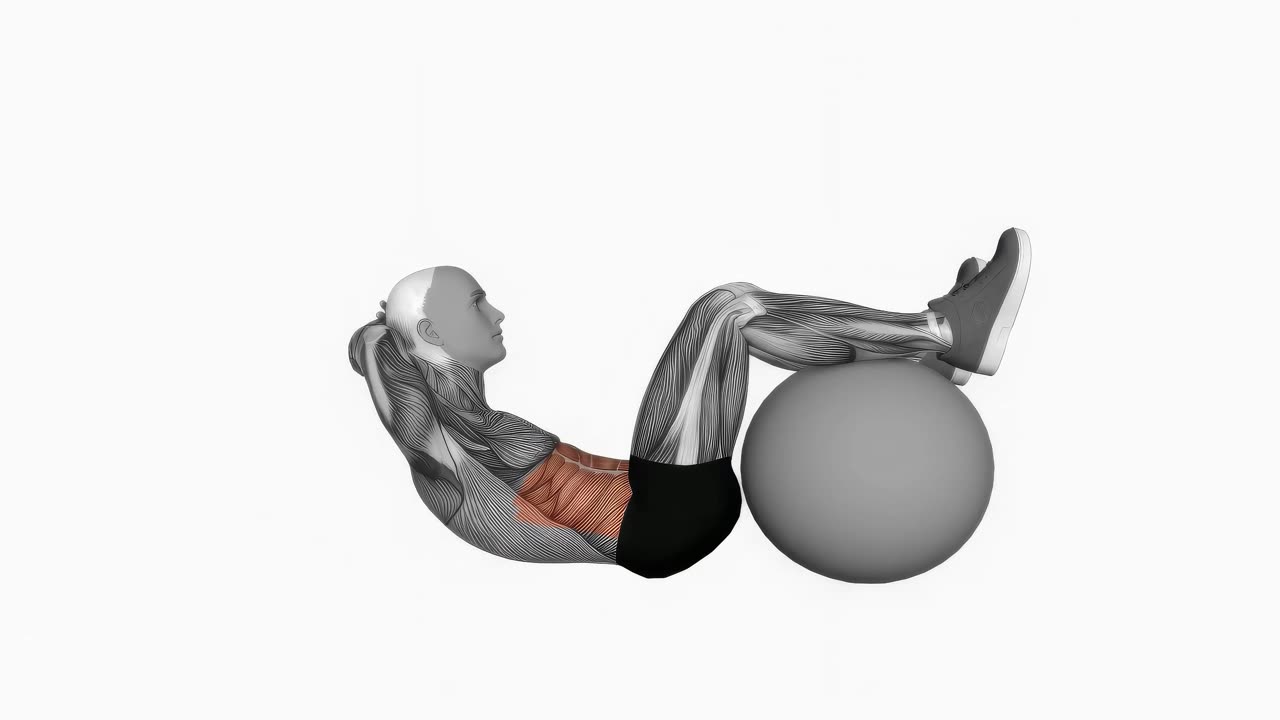 Crunch med ben på boll - slutposition